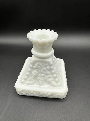 Vintage Westmoreland Paneled Grape Beaded Candle Holder White Milk Glass • $5.60