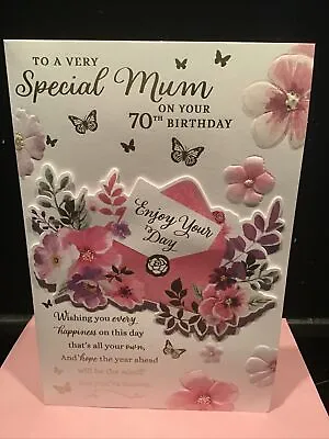 70th Mum Birthday Card (9  X 6 ) Verse High Quality Age 70 Seventy • £3.99