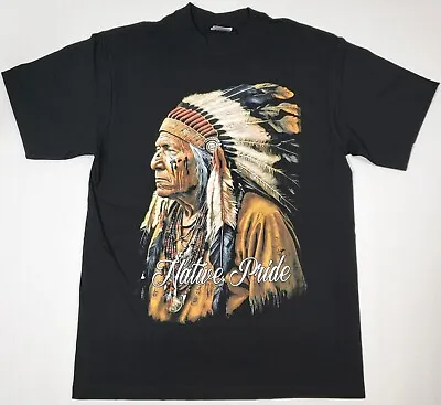 NATIVE PRIDE T-shirt American Indian Warrior Chief Men's Tee Black New • $23.95