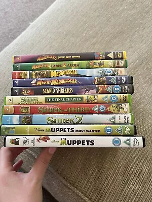 Bundle Kids DVD’s X10 Muppets / Madagascar / Shrek • £1.50