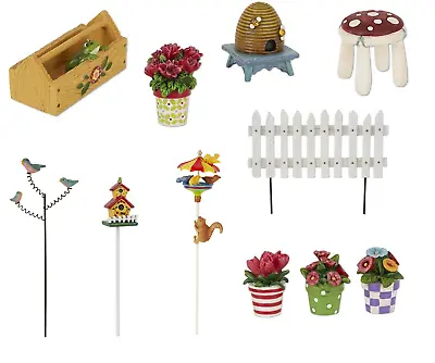 Studio M E7 Merriment Fairy Garden Fence Bluebirds Beehive Birdhouse & More • $3.99