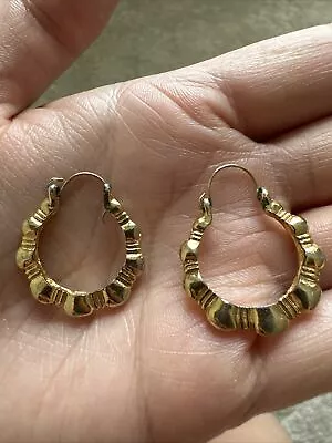 Vintage Bamboo Small Hoop Earrings Gold Filled • $18