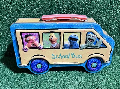 Sesame Street Metal Bus Lunch Box 3D Oscar Big Bird Grover Elmo Bert Ernie • $10