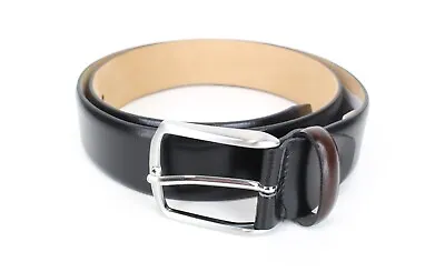 SUITSUPPLY Men Belt 85 Cm Black Genuine Leather Metal Buckle Classic Thin Formal • $58.44