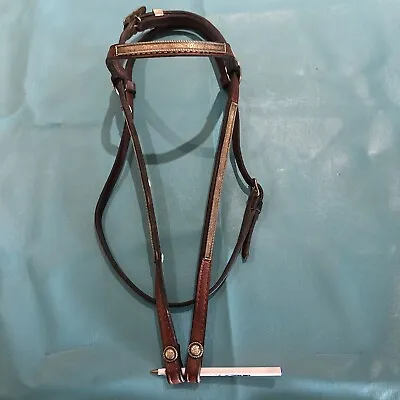 Vintage Leather Browband Headstall Alpaca Silver Conchos & Long Bars • $75