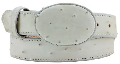 Kids Unisex Off White Western Cowboy Belt Ostrich Quill Print Leather Buckle • $19.99