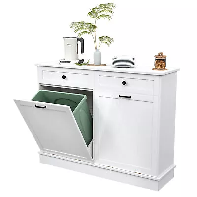 Double Tilt Out Trash Cabinet Kitchen Storage Can Holder Laundry Sorter Cabinet • $154.99