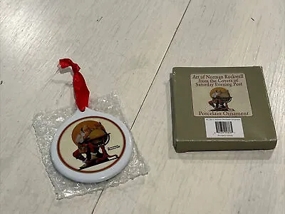 Vintage Norman Rockwell “Santa Claus At The Globe” Porcelain Christmas Ornament • $3.75