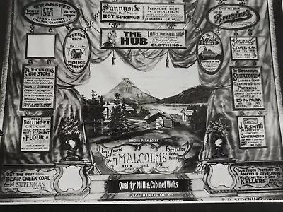 1912 Photo Helena High School Theater Curtain Local Advertising Helena Montana • $19.95