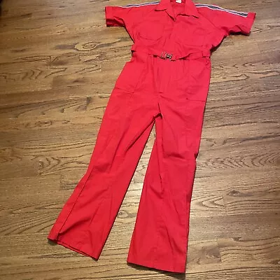 Vintage Para Suit Jumpsuit Coveralls Mens Regular Size 42 RED EUC Pre-owned SS • $40