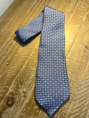 Salvatore Ferragamo Tie Dragon Fly Silk Blue • $45