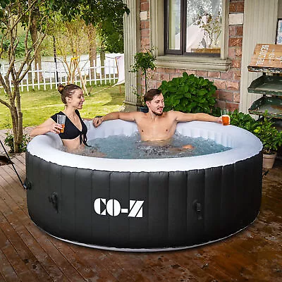 Inflatable Hot Tub W 120 Air Jets Heater And Cover 6ft Portable Mini Pool Black • $355.90