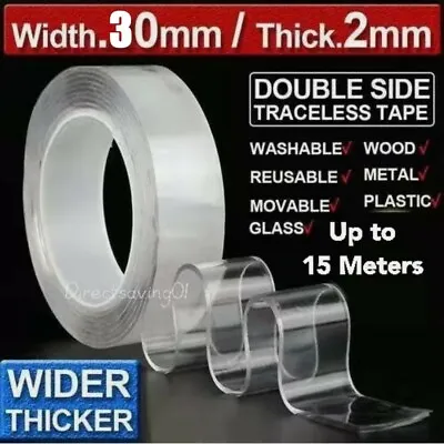 1-3Pcs Double-Side Nano Tape Gel Traceless Clear Invisible Adhesive Transparent • $29.46
