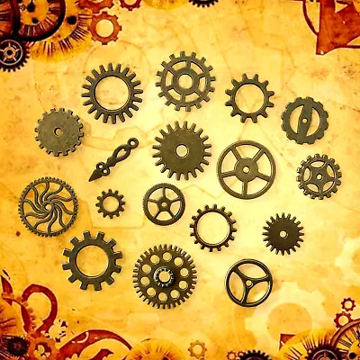 17 Bronze Steampunk Pieces Gears Cogs Arts Crafts Hobby Parts Jewelry Findings • $12.99