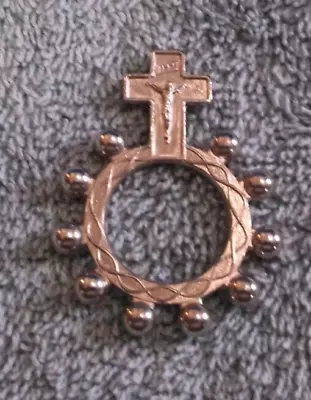 Vintage Pocket Finger Rosary Marked Italy Catholic Silvertone • $3.19