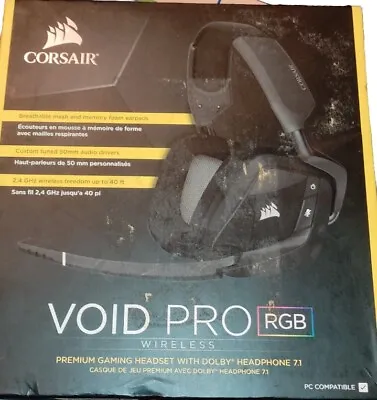 Corsair Void Pro RGB Wireless Premium Gaming Headset Dolby 7.1 Surround - Black • £50