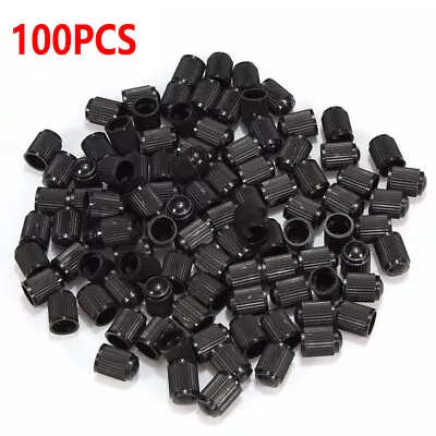 100*Universal Car Motorcycle Black Plastic Tire Valve Stem Air Caps Dust Cover • $5.99