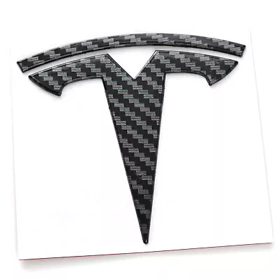 Carbon Fiber Tesla T Car Front Hood Emblem Nameplate For Model 3 Model Y Model S • $15.18