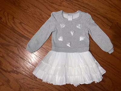 Toddler Girls Maggie And Zoe Valentines Heart Ruffle Tutu Dress Gray White 3t • $12.99