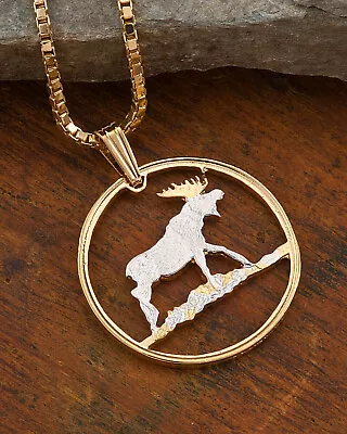 Moose Pendant And Necklace Hand Cut Moose Medallion 1  In Diameter ( # 888 ) • $70.91