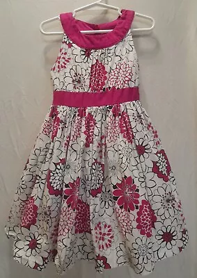 Maggie & Zoe Girl Size 5T Dress Sleeveless Pink White & Black Floral Lined • £7.22