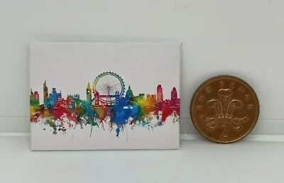 Handmade Miniature Dolls House Accessory Canvas Style Picture London Skyline 2 • £1.99