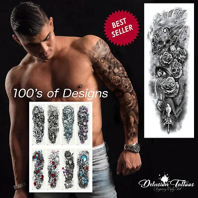 £4.99 • Buy Temporary Tattoo Sleeve Full Arm Waterproof Tattoo Transfers Body Art Men Women