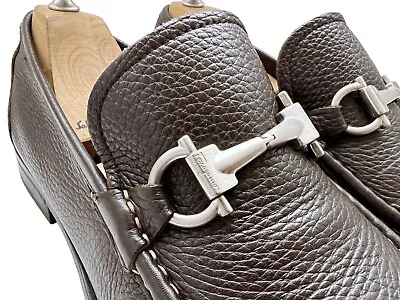 $850 Salvatore Ferragamo Mens MAGNIFICO Gancini Bit Dress Shoes Loafers 9 D • $320