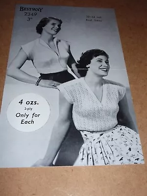 Vintage Bestway 2 Ply Knitting Pattern 2349 Lady's Jumpers 32-34  • £1.50