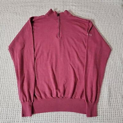 Peter Millar Crown Soft Wool Silk 1/4 Zip Sweater Mens Large (slim) Salmon Color • $38.25