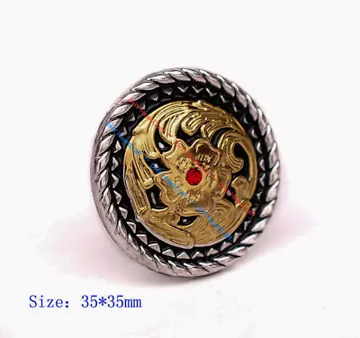 £7.19 • Buy 6x 1-3/8  Rose Flower Antique Silver Gold Rope Edge Leathercraft Saddles Conchos