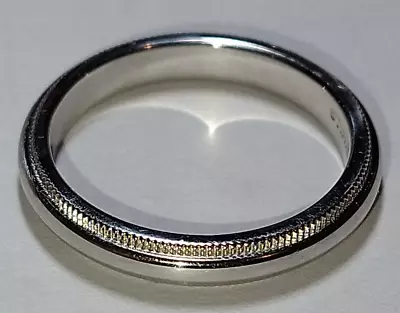 Solid Platinum Tiffany 3mm Milgrain Ring Band 5.48 Grams Sz 5.75 Pt950 $1500 • $399