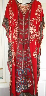 ---new Sante Mumu 2x 3x  Kaftan Caftan House Dress  Red White Blue Microfiber • $13.99