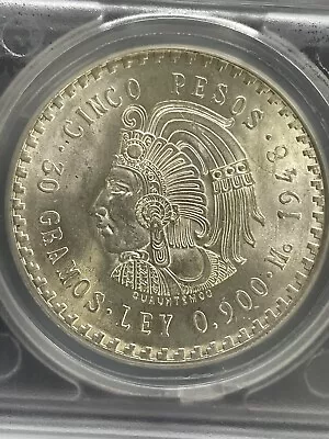 Mexico Cinco 5 Pesos 1948 Cuauhtemoc Last Aztec Emperor Silver Coin .900 Beauty • $29.99