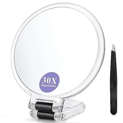 Magnifying Mirror 30x/1xDouble Sided Magnifying Mirror With StandMagnified Ha • $12.68