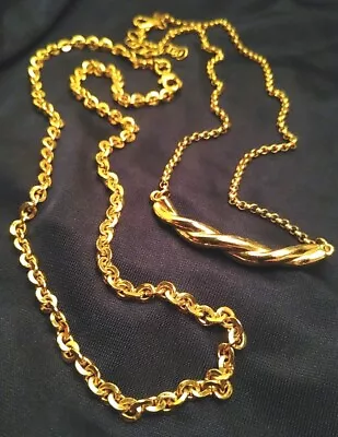 MILOR Gold Plate Bronze Set Of 2  Necklaces Textured Chain And Twist Italy! • $30