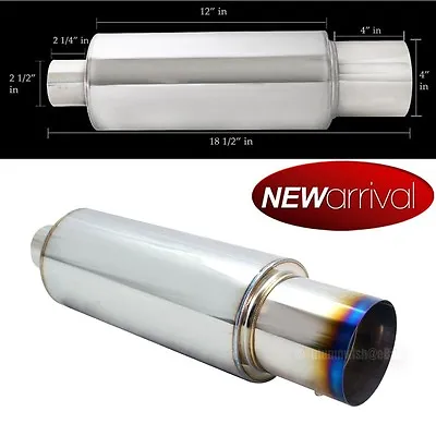 Fit Speed Weld On Flat Burn 4  Tip Chrome Tip 2.5  Muffler Exhaust Adj Silencer • $33.99