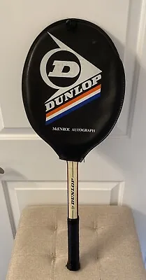 $45.03 • Buy Vintage John McEnroe Dunlop Autograph Wooden Tennis Racquet Original Cover