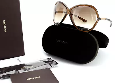 Tom Ford Sunglasses Simone TF74 692 63-11 120 Chic Brown Gradient Bamboo Boxed • $263.50