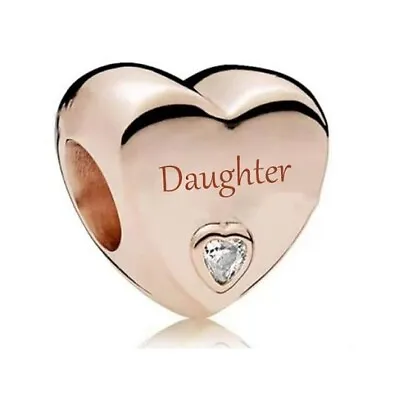 $28.99 • Buy S925 Silver & Rose Gold Family Love - Daughter Heart Charm By Unique Designs