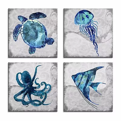 Marine Life Picture Oil Painting Canvas Prints Wall Art Home Room Decor Art 4pcs • $56.51
