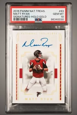 Matt Ryan 2016 National Treasures Signatures Holo Gold #5/5 Psa 10 On Card Auto • $325