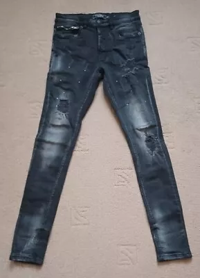 £10 • Buy Valere Milano Mens Slim Fit Tapered Jeans Ripped Stretch Denim Trousers 