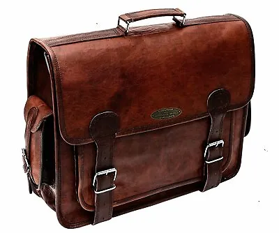 Leather Messenger Laptop Bag Briefcase Crossbody Sling Vintage Brown Casual Bag • $110.17
