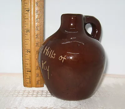 Vintage Mini Sample Brown Pottery Scratch Jug - FROM THE HILLS Of OLD KENTUCKY • $6.99