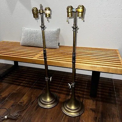Pair 1986 CHAPMAN Tall Brass Horn Shaped Lamps 1985 Vintage MCM Design Nelson • $205