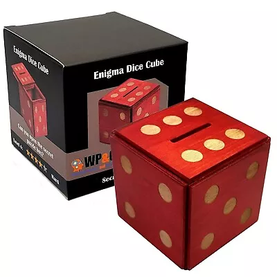 Puzzle Box Enigma Dice Cube - Money And Gift Holder In A Wooden Magic Trick L... • $25.95