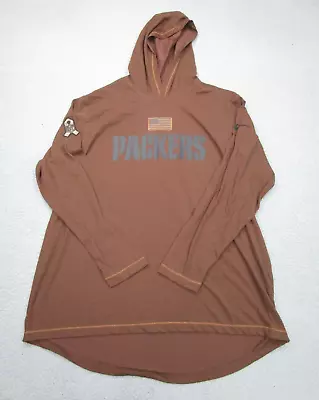 Packers Shirt Mens 2XL Brown Nike Team Issued Dri-fit Hoodie Salute To Service • $89.99