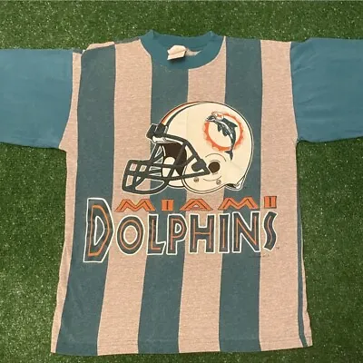 Vintage 90s Miami Dolphins NFL 1994 VTG Striped Shirt Youth Size Large • $19.99