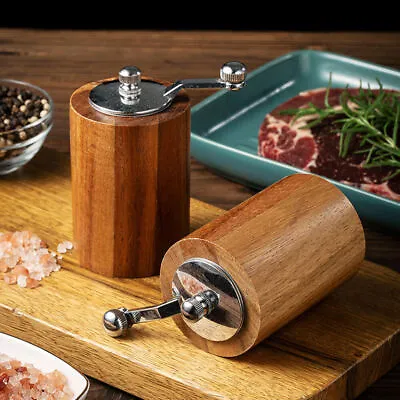 Mannual Salt & Pepper Grinder Set Wooden Shaker Wooden Spice Mill • £8.85